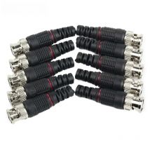 10pcs BNC Male Plug Pin Solderless Straight Angle Video Adapter BNC Connector for CCTV Surveillance Camera Security System