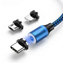 Magnetic Charging Cable 3 IN 1 TOPK 360 Rotation Magnetic Phone Charger Cable with LED Light for Micro USB Type C Cable
