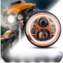 Motorcycle 7inch LED Headlight 7" H4 LED DRL Halo Ring Amber Turn Signal Headlamp For Harley Davidsion Softail Slim Fat Boy Moto