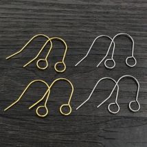 (Never Fade) 100pcs/lot Stainless Steel Gold Plated DIY Earring Findings Clasps Hooks Jewelry Making Accessories Earwire