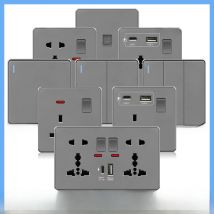 UK 13A with USB Type-c 18W Quick Charge Wall Power socket plug,Universal wall light switch Dual USB Electrical outlet AC110-250V