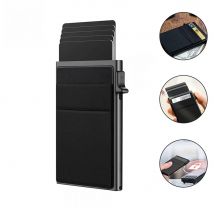 Rfid Credit Card Holder Wallet Metal Thin Slim Bank Card Case Men Women Pop Up Minimalist Wallet Small Black Purse Metal Vallet