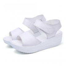 WOIZGIC Women's Mother Ladies Female Genuine Leather Shoes Sandals Woman Platform Hook Loop Casual Summer Cool Beach AM-9018