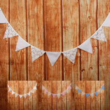 3.2M 12 flags Flower Style Lace Cotton Wedding Decoration Bunting Vintage Banners Photo Prop Home Room Garland