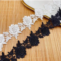 Width: 4.4cm (1.76 inch) Polyester Silk Lace Lolita Fabric Water-soluble Rose Lace Pattern Clothing Decoration(SS-2112)
