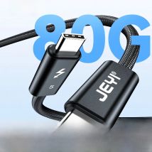 JEYI Thunderbolt 5 Cable [Intel Certified] 80Gbps 120Gbps Bandwidth - 16K/8K Video, 240W PD Fast Charging, Nylon Braided