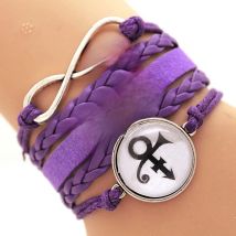 NEW ARRIVED Infinity Bracelet Love Prince Music Charm Bracelet Purple Rain Bracelet Artist Bracelet Round Glasses Hi-Q Custom