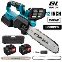 Motosierra eléctrica sin escobillas de 1500W, herramienta eléctrica de poda inalámbrica para carpintería, cortador de jardín de mano para batería Makita de 18V, 12 pulgadas