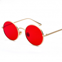 Peekaboo gold round metal frame sunglasses men retro 2018 summer style women red lens sun glasses unisex yellow pink black