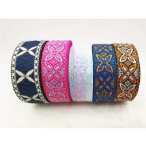 1 Inch 25mm 5yard High Quality Floral Geometry Flowers Woven Jacquard Ribbon