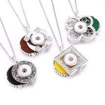 New Aroma Perfume Aromatherapy Diffuser Locket Rhinestone Pendant Necklace Snap Jewelry Necklaces Fit 18mm Snap Button Jewelry