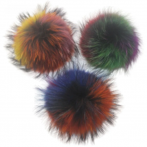 Big Colorful Fluffy Real Fox Fur Raccoon Pompoms With Button DIY Poms Balls Natural Fur Pompons For Hats Caps Shoes Whosale