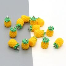 10pcs Kawaii Mini Fruit Pineapple Earring Resin Charms DIY Craft Food Pendants For Necklace Key Chains Jewelry Make Accessory