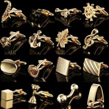 High Quality Men's Cufflinks Golden Anchor Knot Music Crown Wings French Shirt Cuff Button Wedding Jewelry Gifts For Geometric