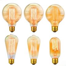 6pcs/lot Retro Edison Bulb C35 T45 ST64 G80 G95 A60 Filament Light 40W E27 Vintage Ampoule Incandescent Lamp Decorative Lights
