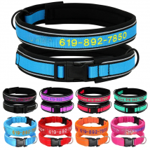Personalized Embroidered Dog Collar Reflective Nylon Custom ID Name Accessories Pet Padded Collars For Small Medium Large Dogs