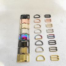 1set (metal buckle+adjust buckle+D ring/set)for garment luggage backpack dog collar DIY accessory 8 Colours 15mm to 30mm 5 sizes