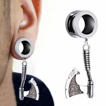 1Pc Medical Stainless steel Viking Tomahawk Axe Ear Tunnel Plugs and Gauges Flesh Piercing Expander Plug Earring