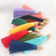10/20pcs 28color 6cm Long Silk Tassel Brush Metal Caps Tassel Charms Pendant DIY Jewelry Making Jewelry Components Accessories