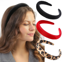 Velvet Sponge Padded Headbands Women Elastic Hairband Solid Color Thick Hair Hoop Bands Girls Hair Accessories Fashion Headdress