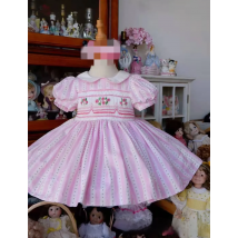 0-12Y Baby Handmade Boutique Girl Pink Smocked Dress for Birthday Wedding Eid Casual Party Photograph A153