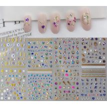12/16/24/30 Sheets 3D-ing Diamond Pearl Nail Sticker - Self-Adhesive Sticker Nail Decal Abstract Geometric Slider Nail Stickers