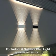 Aluminiowa lampa ścienna LED Wodoodporna IP65 Zewnętrzne oświetlenie ogrodowe 8W 12W Wewnętrzna