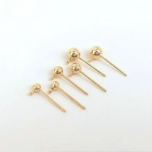 10PCS 14K gold Color plated ball beads post earrings hook earring findings handmade earrings accessories material diy craft