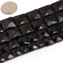 Black Agates Square Faceted Beads Natural Stone Bead DIY Bead For Jewelry Making Strand 15 Inch