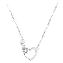 PANJBJ 925 Sterling Silver Women Zircon Endless Love Heart Necklace Fashion Clavicle Chain Fine Jewelry Engagement Gift
