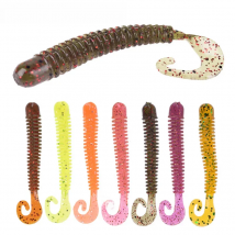 20pcs/Lot Fishing Wobblers Worm Curly Jig Soft Lures 6.5cm 1.5g Smell With Salt Silicone Artificial Bait Swimbaits Bass Tackle