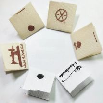 Sloobao 100pcs hand made with love Washable Cotton Clothing Labels Handmade printed Tags DIY Flag Labels For Garment Sewing