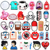 1pcs Cute Medical Organs PVC Shoe Charms Heart Brain Accessories Capsule Stethoscope Syringe Decorations fit Bracelet Kids Gift