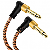 1/4 Inch TRS Instrument Cable,Right Angle 6.35mm Male Jack Stereo Audio Interconnect Cord,Compatible for Bass,Keyboard,Mixer,Amp