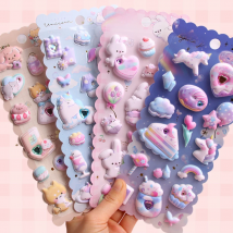 1 pc Random Kawaii Cartoon Animals Crystal Decorative 3D Puffy Stickers Cute Stationery Diy