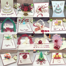 1pcs 3D Pop Up Greeting Cards With Envelope Laser Cut Post Card For Birthday Christmas Valentine' Day Party Wedding Decoration