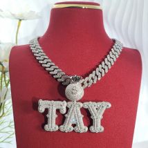 Benutzerdefinierte Modeschmuck Geldbeutel Bügel Buchstaben & Zahlen Anhänger Halskette Hip Hop Miami Kubanische Kette Geburtstagsgeschenke für Männer Frauen