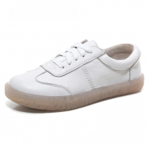 WOIZGIC Gril Women's Ladies Female Woman Genuine Leather White Vulcanized Shoes Flats Sneakers Platform Lace Up soft four season