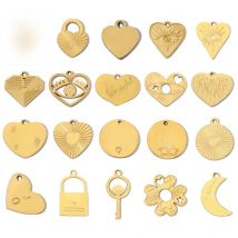 3pcs/Lot Retro Female Steel 14K Gold Color Jewelry Accessory Love Mom Heart DIY Earrings Charms Lock Key Neaclace Pendant