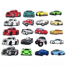 23Pcs Mini Cool Car Shoes Charms Funny PVC Cartoon Truck Accessories For Clogs Shoe Decorations Men Kids