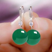 Jade Drop Earrings for Women Gift Charm Natural 925 Silver Gemstones Stone Jewelry Designer Gifts Real Gemstone Jadeite
