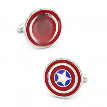 Superheroes Design Captain America Cufflinks Quality Brass Material Red Color Cuff Links Wholesale & Retail