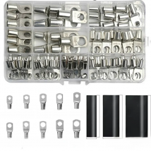 60/240PCS Ring Terminal Cable Shoes Lugs 35mm2 Tinned Copper Lug Wire eye Connectors Bare 60 Terminals Lugs Wire Copper Kit