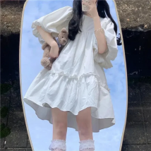 Mini Summer Dresses for Women Puff Sleeve Sweet Schoolgirl Kawaii Clothes Japanese Designer Vestido Feminino Baggy Casual Kpop