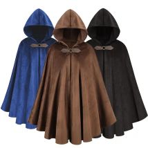 Medieval Velvet Hooded Cloak Renaissance Steampunk Cape with Hood Vintage Capelet Halloween Sorcerer Knight Cosplay Costume