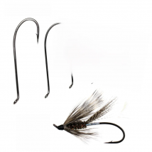 WIFREO 30pcs High Carbon Steel Fly Tying Hook Up-turned Eye 2X Long Shank Black Nickle Salmon/Steel Head Flies and Nymph Hook
