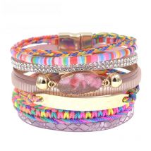 WELLMORE leather bracelets for women bohemia bracelets multilayer wide charm Bracelets & Bangles Female fashion Jewelry