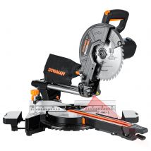 Sega a mitra scorrevole DOVAMAN da 340 mm, 3 lame TCT, doppia mano, 45 ° Smussato con laser, 5000/3200 giri/min, 2000 W per legno, PVC, metallo