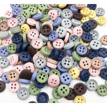 50pcs mini 1cm mix color Wooden sewing button scrapbook round dotted coffee four holes 10 mm WB743