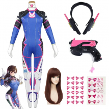 Game Overwatch Dva Cosplay Costumes Tights Jumpsuit Wig Headphone Gun Cosplay Props Tattoo Stickers Suit Woman Party Zentai Cos